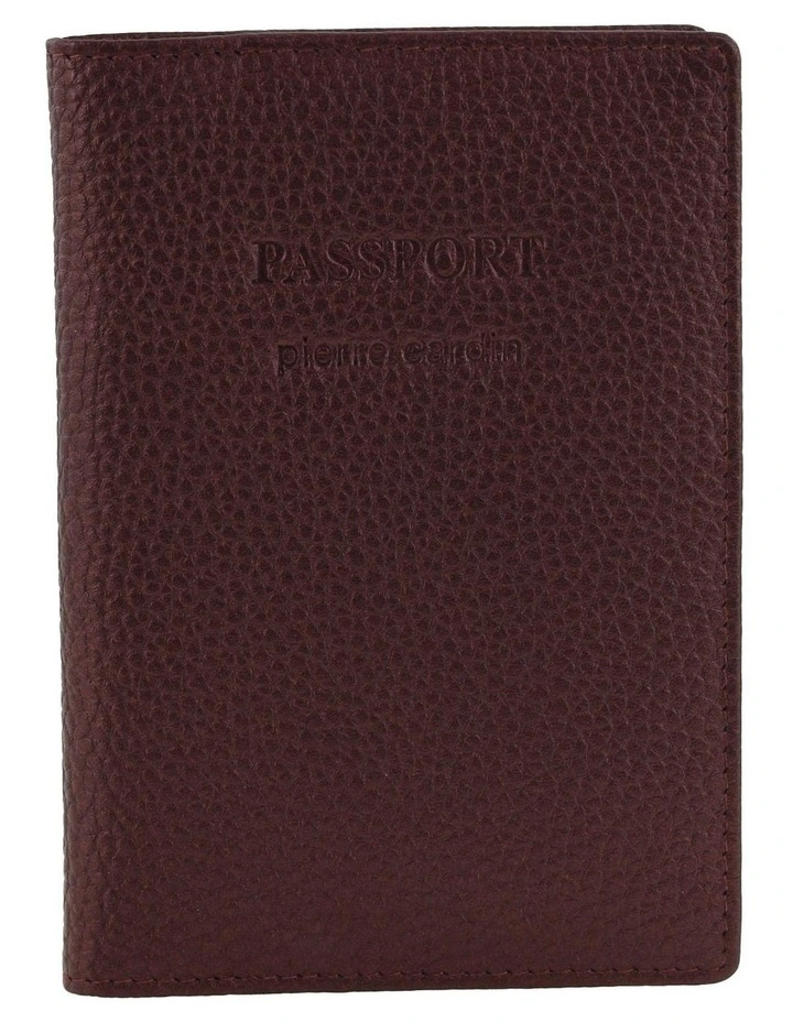 Pierre Cardin Leather Passport Wallet Cover in Burgundy image 1