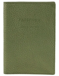Pierre Cardin Leather Passport Wallet Cover in Basil