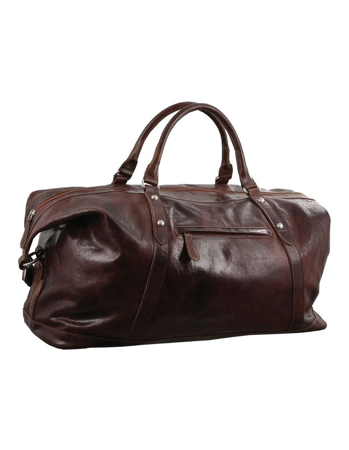 Pierre Cardin Rustic Genuine Leather Overnight Bag in Chocolate image 1