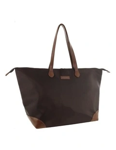 Pierre Cardin Euro Tote in Chocolate - Nylon/Vegan Leather