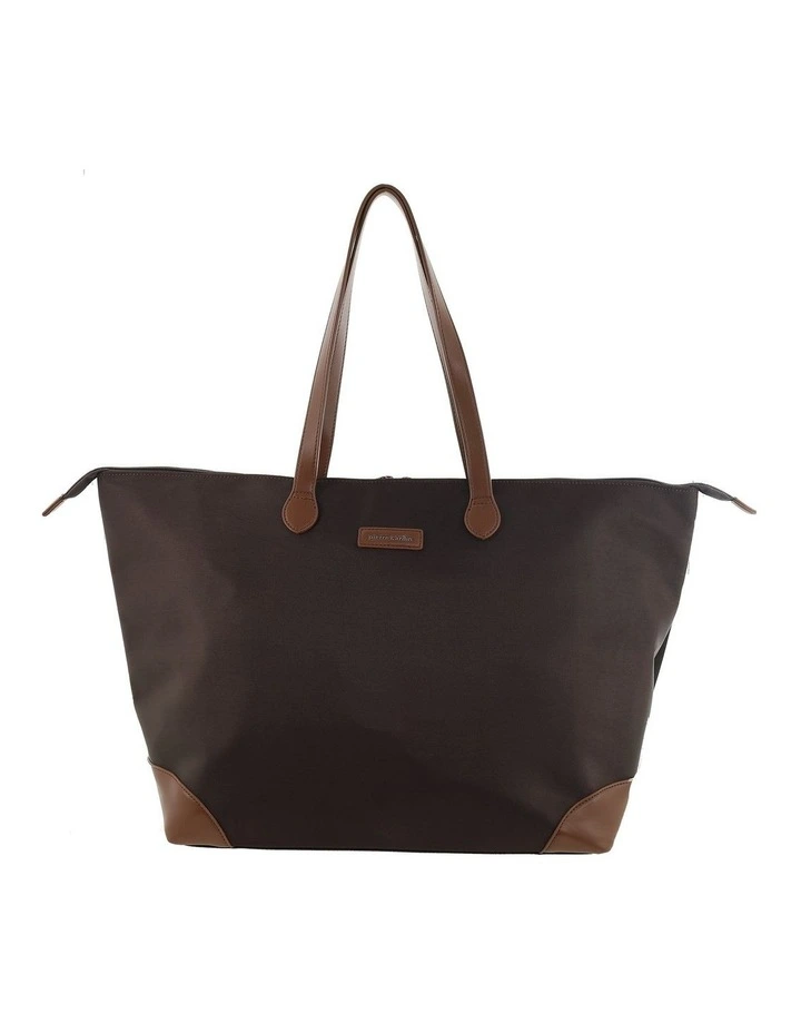 Pierre Cardin Euro Tote in Chocolate - Nylon/Vegan Leather image 3