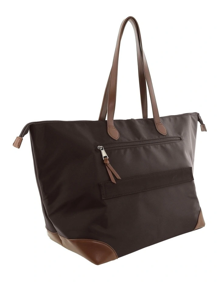 Pierre Cardin Euro Tote in Chocolate - Nylon/Vegan Leather image 4