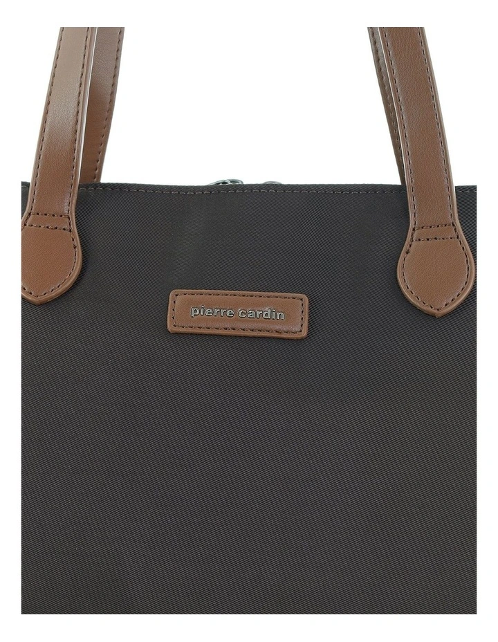 Pierre Cardin Euro Tote in Chocolate - Nylon/Vegan Leather image 5