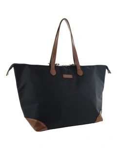 Pierre Cardin Euro Tote in Black - Nylon/Vegan Leather