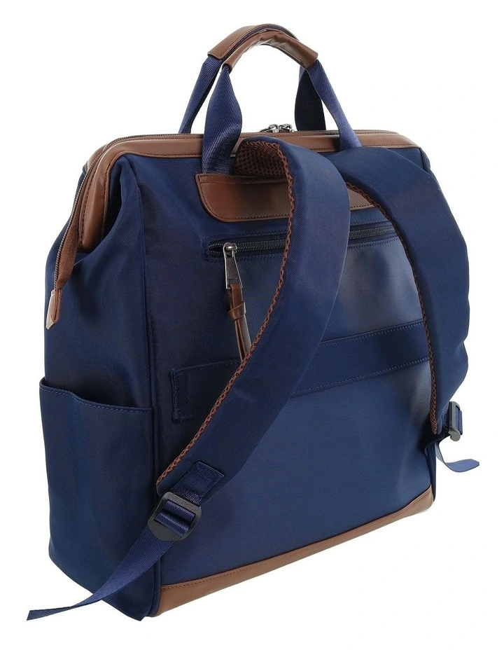 Pierre Cardin Euro Backpack Carry On in Navy - Nylon/Vegan Leather image 6