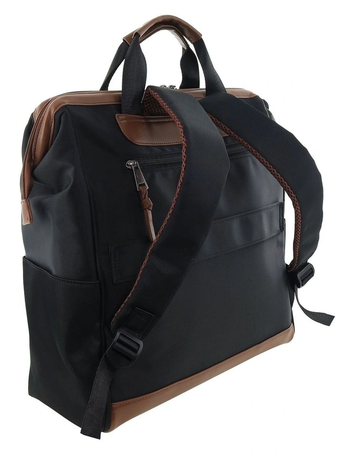Pierre Cardin Euro Backpack Carry On in Black - Nylon/Vegan Leather image 6