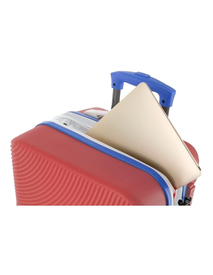 GAP Stripe MEDIUM Hard Shell with Mini Beauty Case Set Leather Tag in Coral image 2