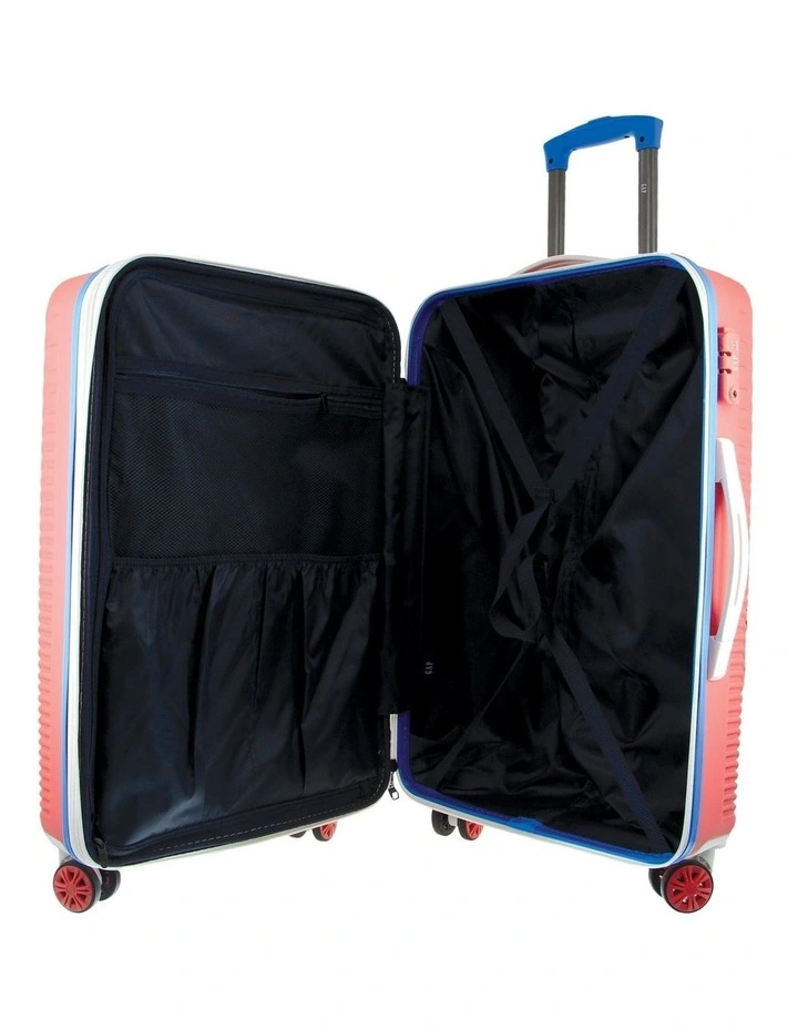 GAP Stripe MEDIUM Hard Shell with Mini Beauty Case Set Leather Tag in Coral image 4