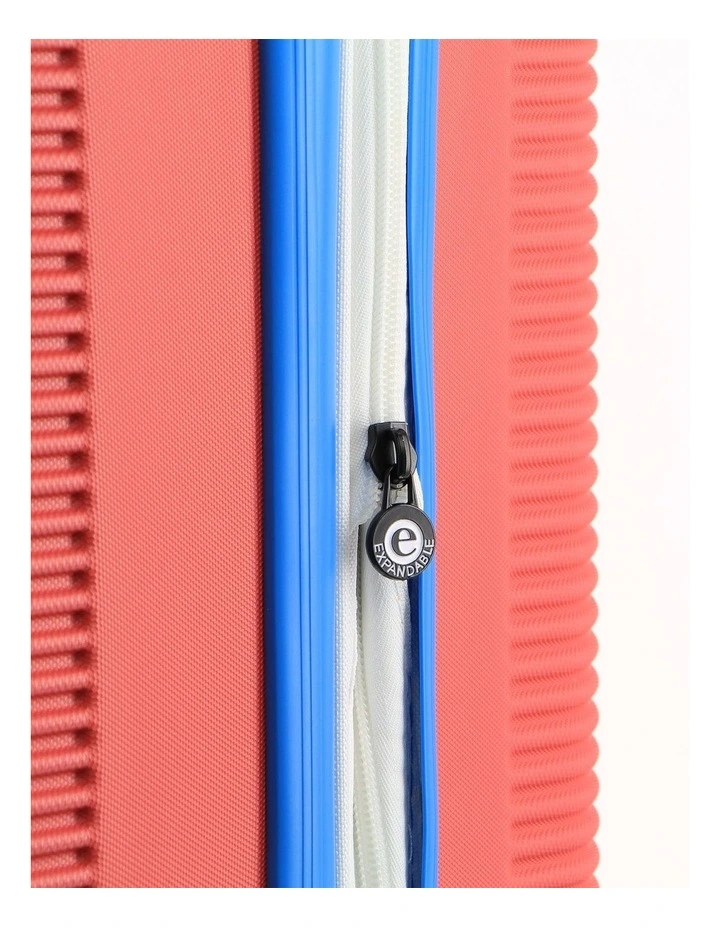 GAP Stripe MEDIUM Hard Shell with Mini Beauty Case Set Leather Tag in Coral image 7