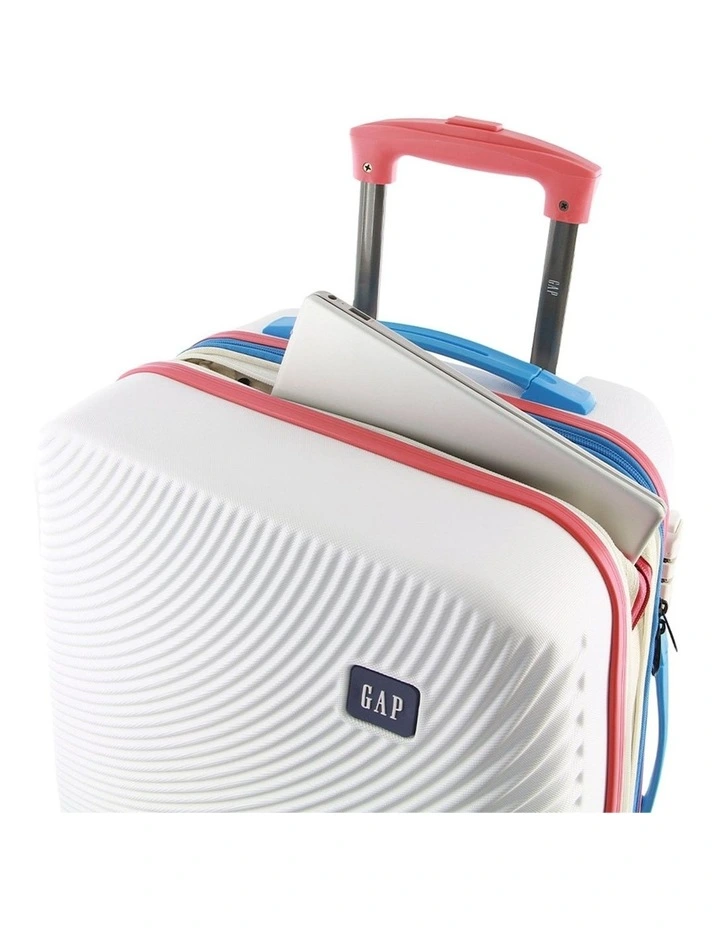 GAP Stripe MEDIUM Hard Shell with Mini Beauty Case Set Leather Tag in White image 2