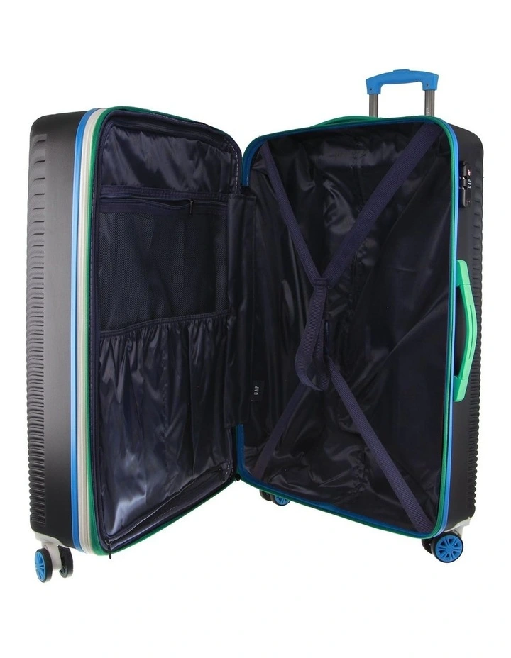 GAP Stripe LARGE Hard Shell with Mini Beauty Case Set Leather Tag in Black image 3