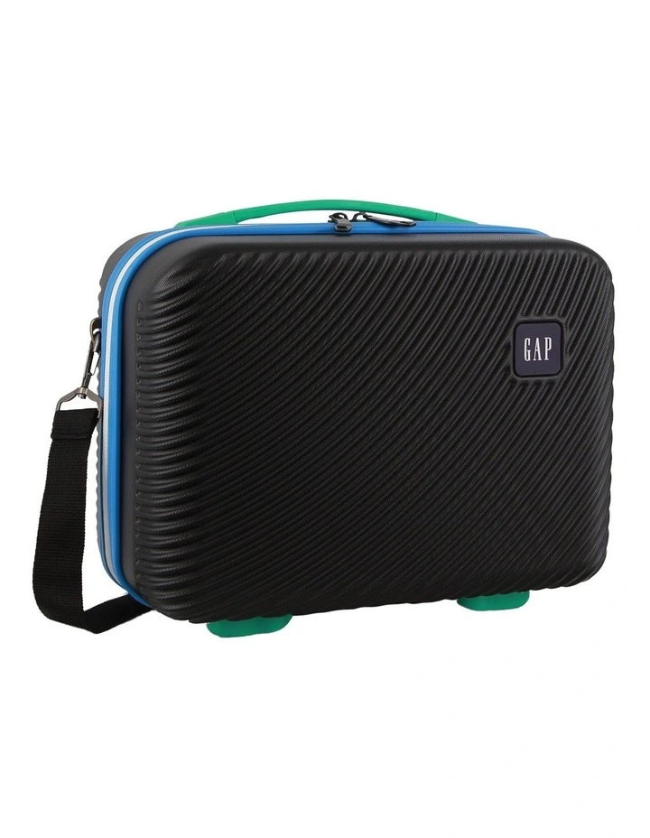 GAP Stripe LARGE Hard Shell with Mini Beauty Case Set Leather Tag in Black image 6