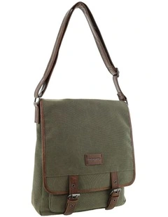 Pierre Cardin Canvas Buckle Satchel n Brown - Canvas/Vegan Leather