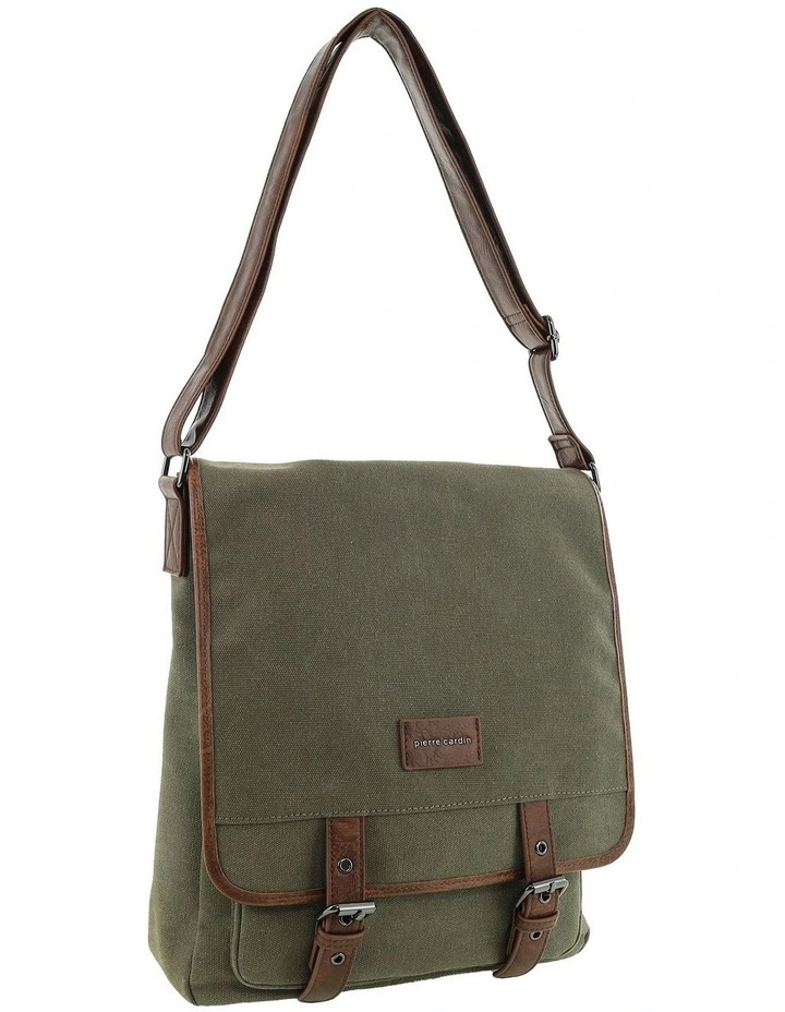 Pierre Cardin Canvas Buckle Satchel n Brown - Canvas/Vegan Leather image 1