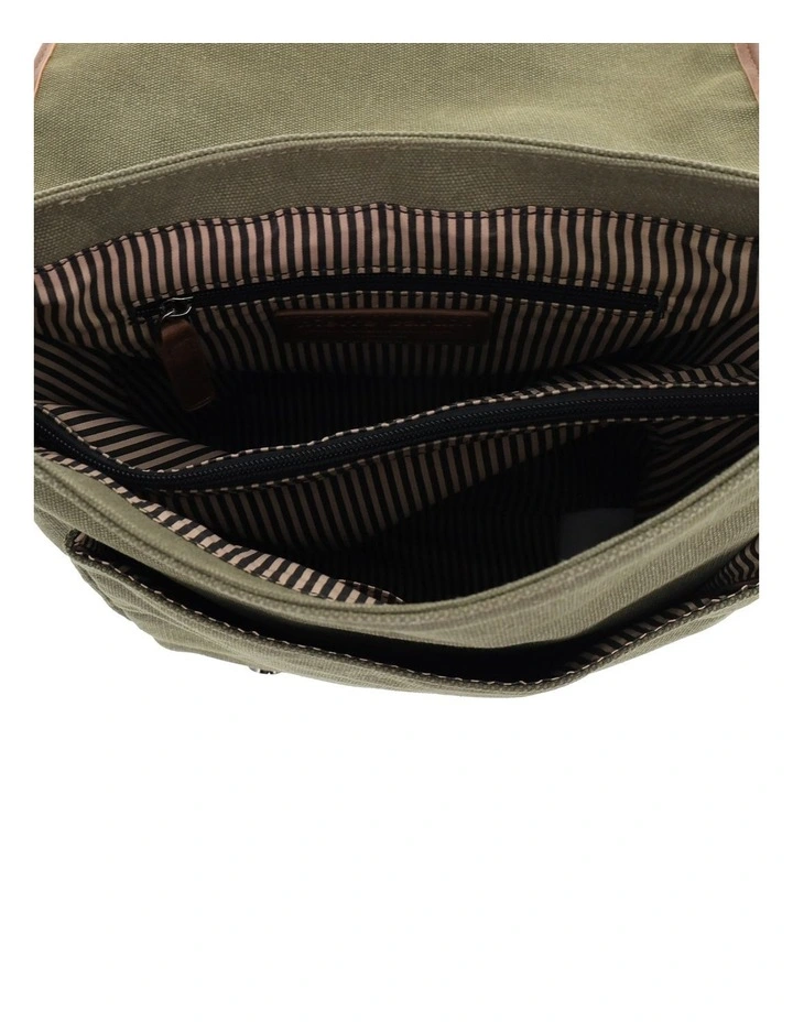 Pierre Cardin Canvas Buckle Satchel n Brown - Canvas/Vegan Leather image 2
