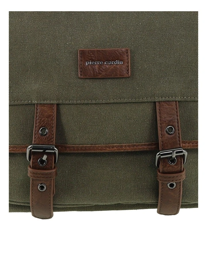 Pierre Cardin Canvas Buckle Satchel n Brown - Canvas/Vegan Leather image 4