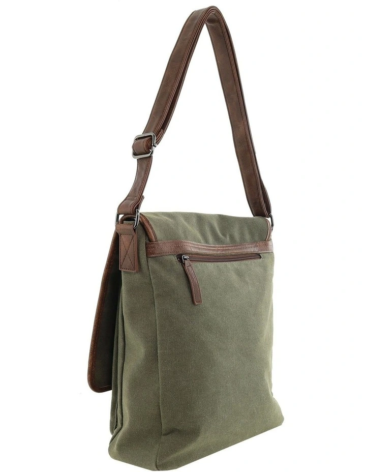 Pierre Cardin Canvas Buckle Satchel n Brown - Canvas/Vegan Leather image 5