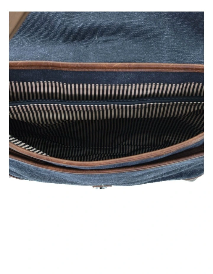 Pierre Cardin Canvas Messenger Bag in Black - Canvas/Vegan Leather image 2