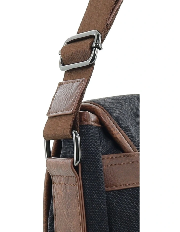 Pierre Cardin Canvas Messenger Bag in Black - Canvas/Vegan Leather image 3