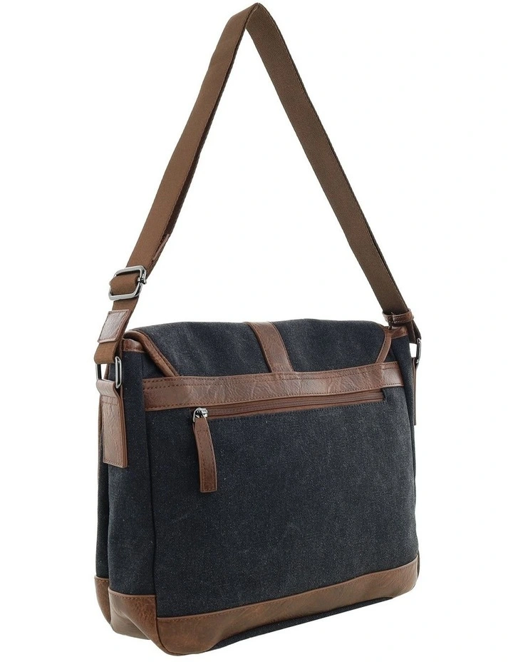 Pierre Cardin Canvas Messenger Bag in Black - Canvas/Vegan Leather image 6