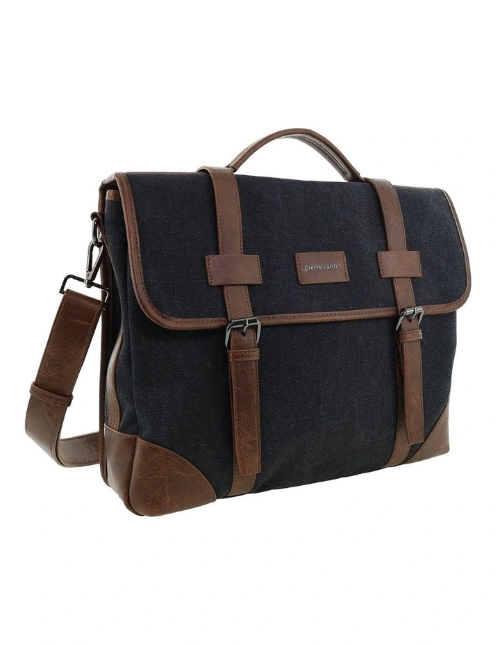 Pierre Cardin Canvas Laptop Satchel in Black image 1