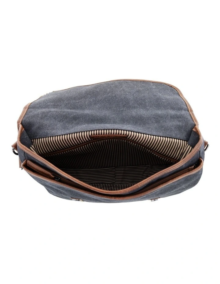 Pierre Cardin Canvas Laptop Satchel in Black image 2