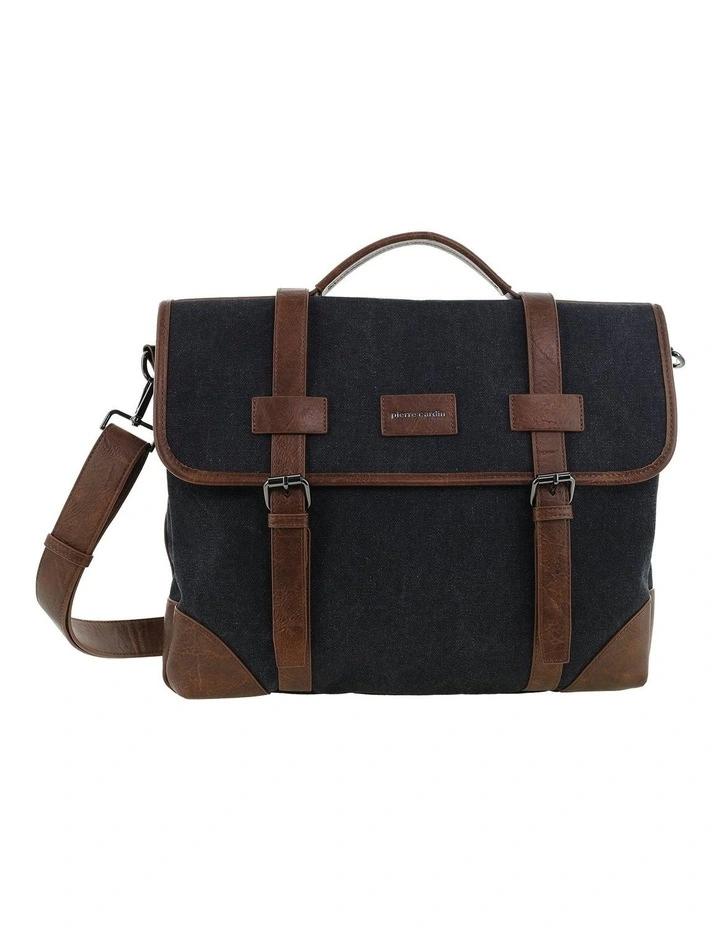 Pierre Cardin Canvas Laptop Satchel in Black image 3