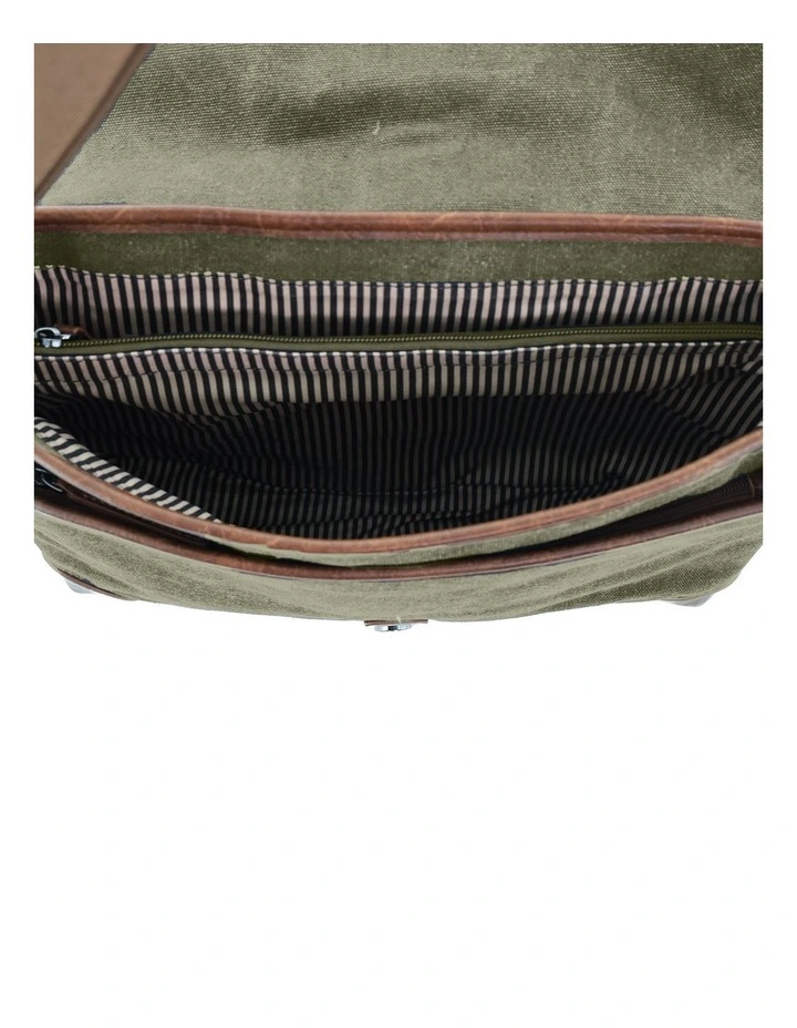 Pierre Cardin Canvas Messenger Bag in Brown - Canvas/Vegan Leather image 2