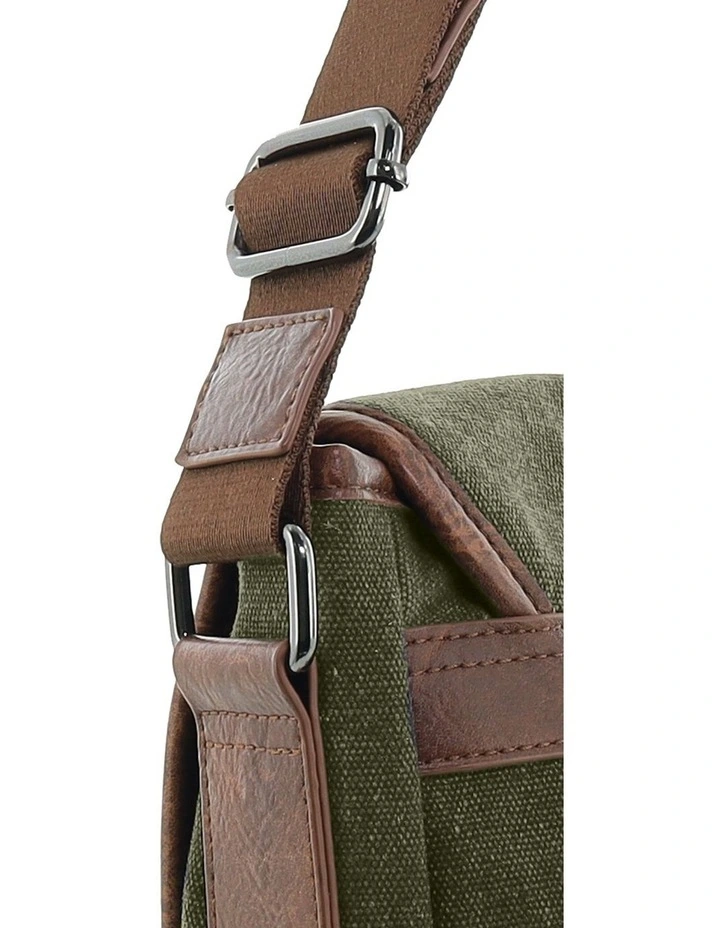 Pierre Cardin Canvas Messenger Bag in Brown - Canvas/Vegan Leather image 4