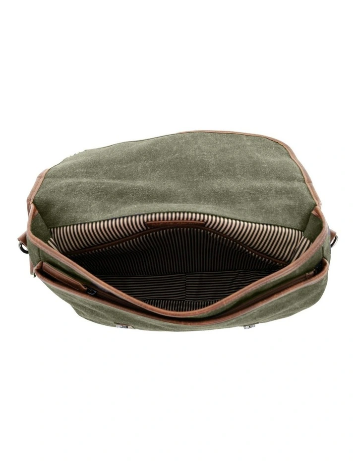 Pierre Cardin Canvas Laptop Satchel in Brown - Canvas/Vegan Leather image 2