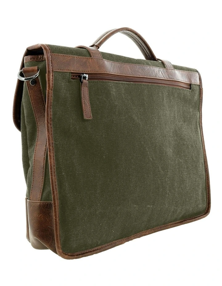 Pierre Cardin Canvas Laptop Satchel in Brown - Canvas/Vegan Leather image 4