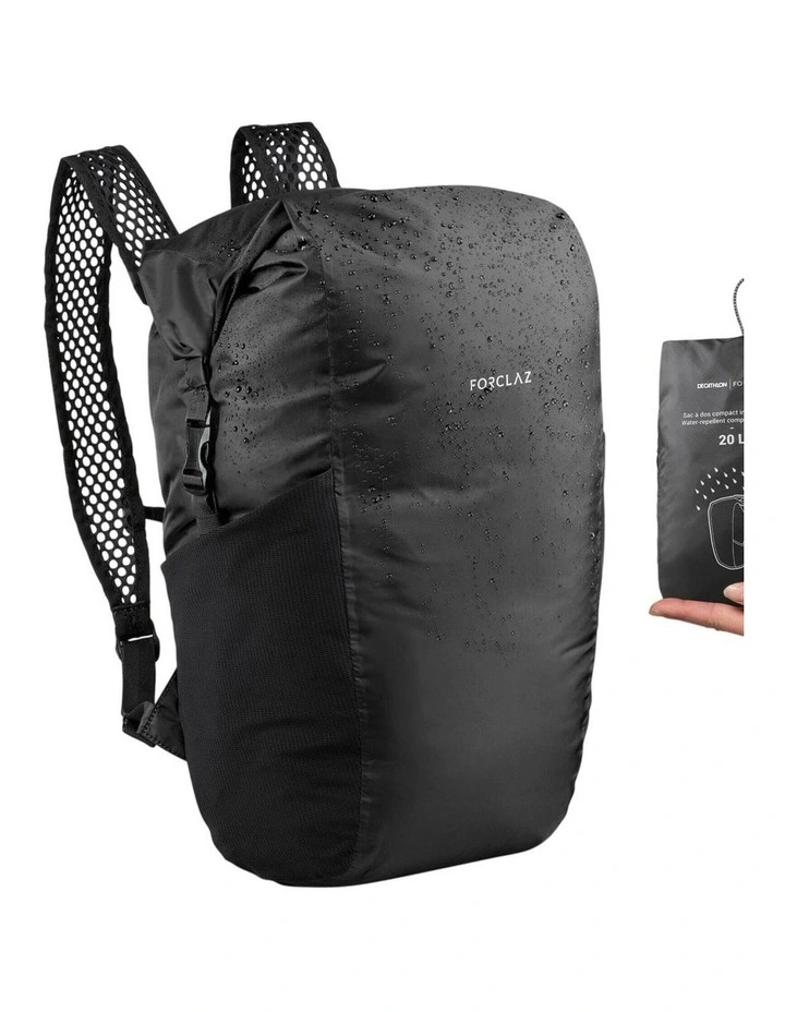 Decathlon | Compact Waterproof 20 Litre Backpack Travel 100 - Black image 1