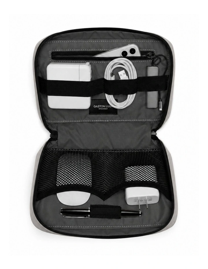 Gaston Luga Dash Tech Pouch & Cable Organiser in Taupe image 3