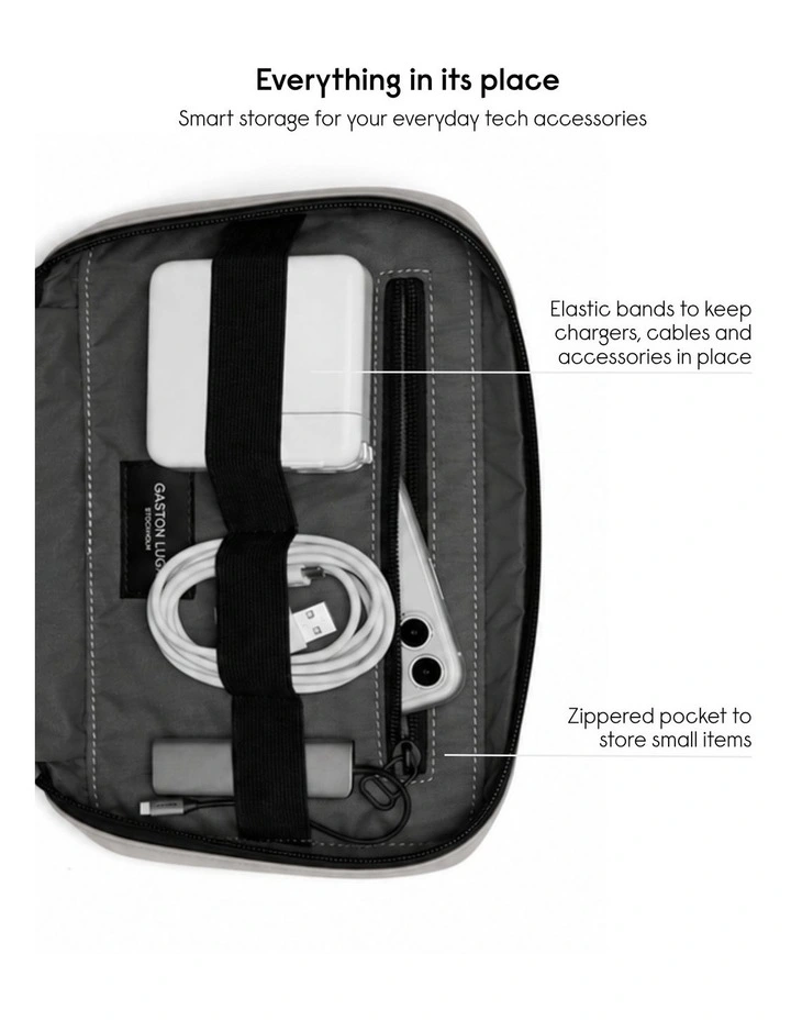Gaston Luga Dash Tech Pouch & Cable Organiser in Taupe image 4