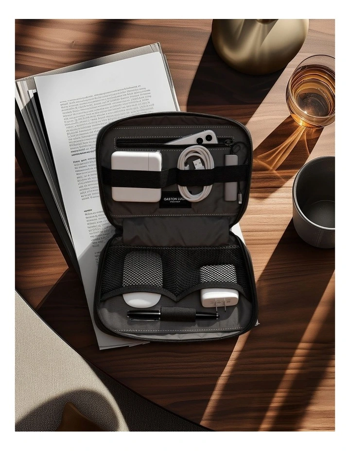 Gaston Luga Dash Tech Pouch & Cable Organiser in Black image 6