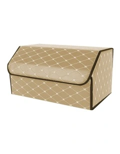 SOGA Large Foldable Leather Car Boot Trunk Storage Organizer Box Beige