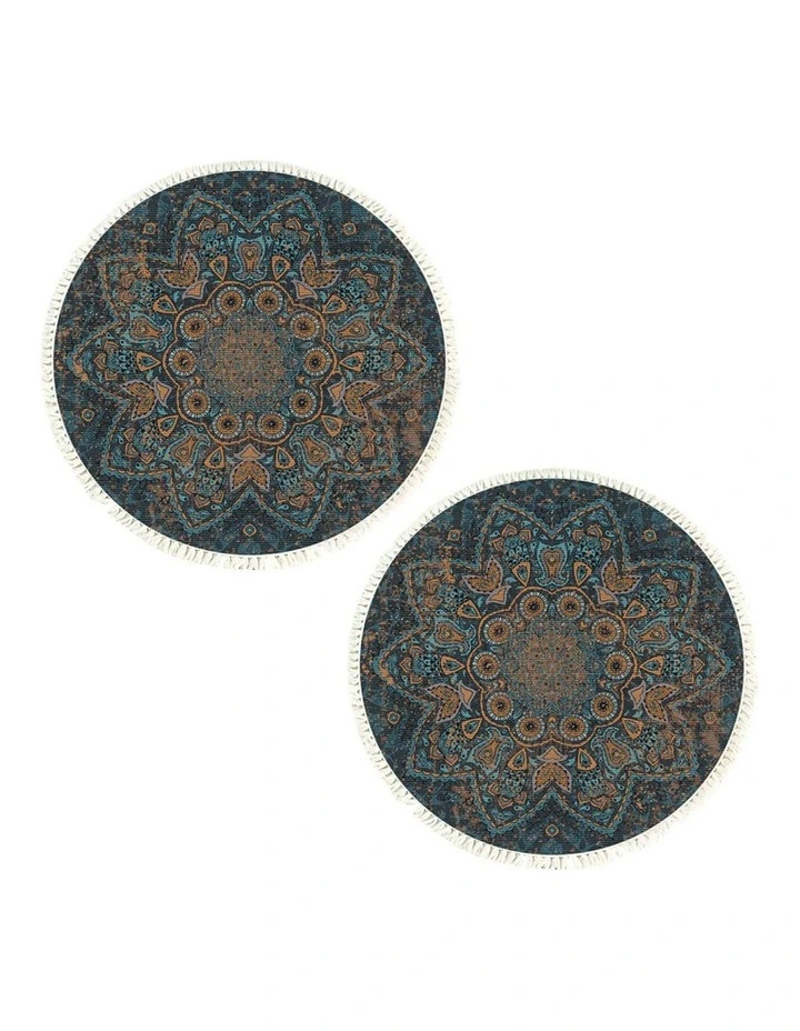 SOGA 2X 120cm Mandala Pattern Round Area Rug image 1