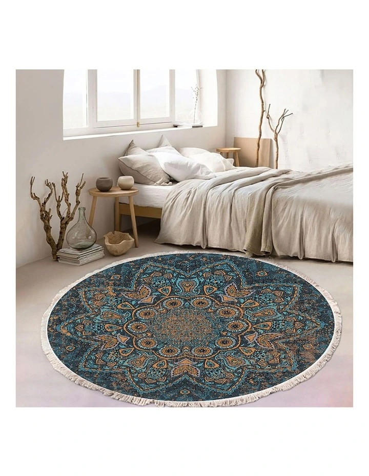 SOGA 2X 120cm Mandala Pattern Round Area Rug image 2