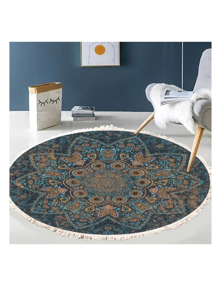 SOGA 2X 120cm Mandala Pattern Round Area Rug image 3