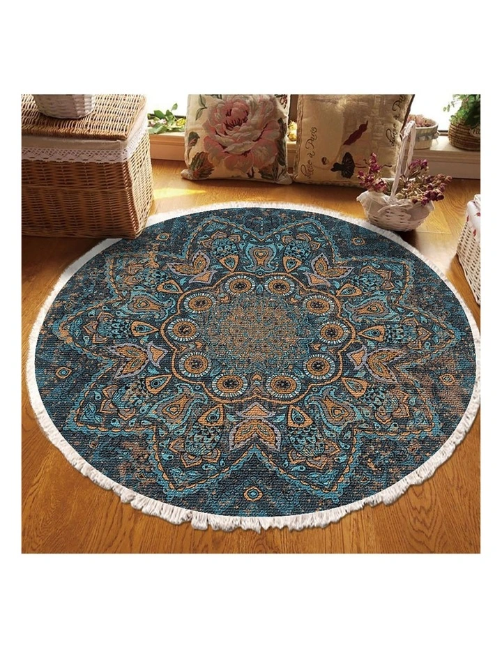 SOGA 2X 120cm Mandala Pattern Round Area Rug image 4