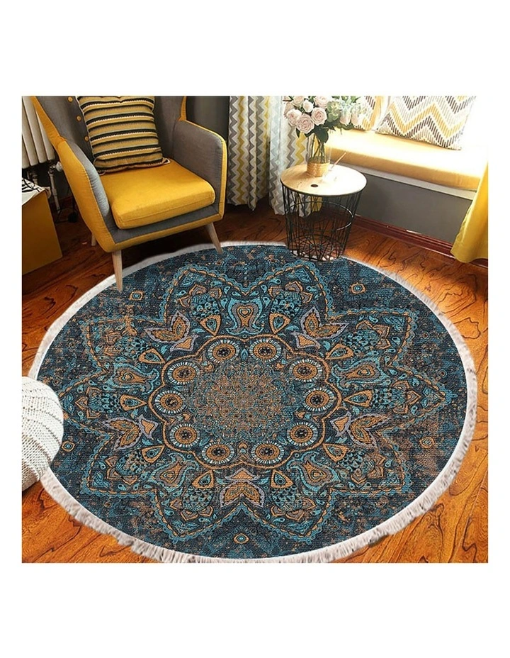 SOGA 2X 120cm Mandala Pattern Round Area Rug image 5
