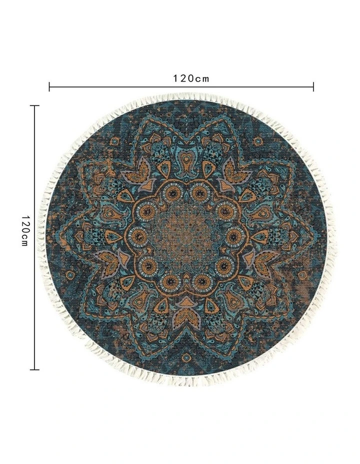 SOGA 2X 120cm Mandala Pattern Round Area Rug image 6