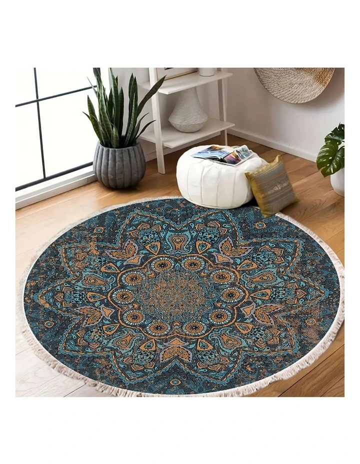 SOGA 2X 120cm Mandala Pattern Round Area Rug image 7