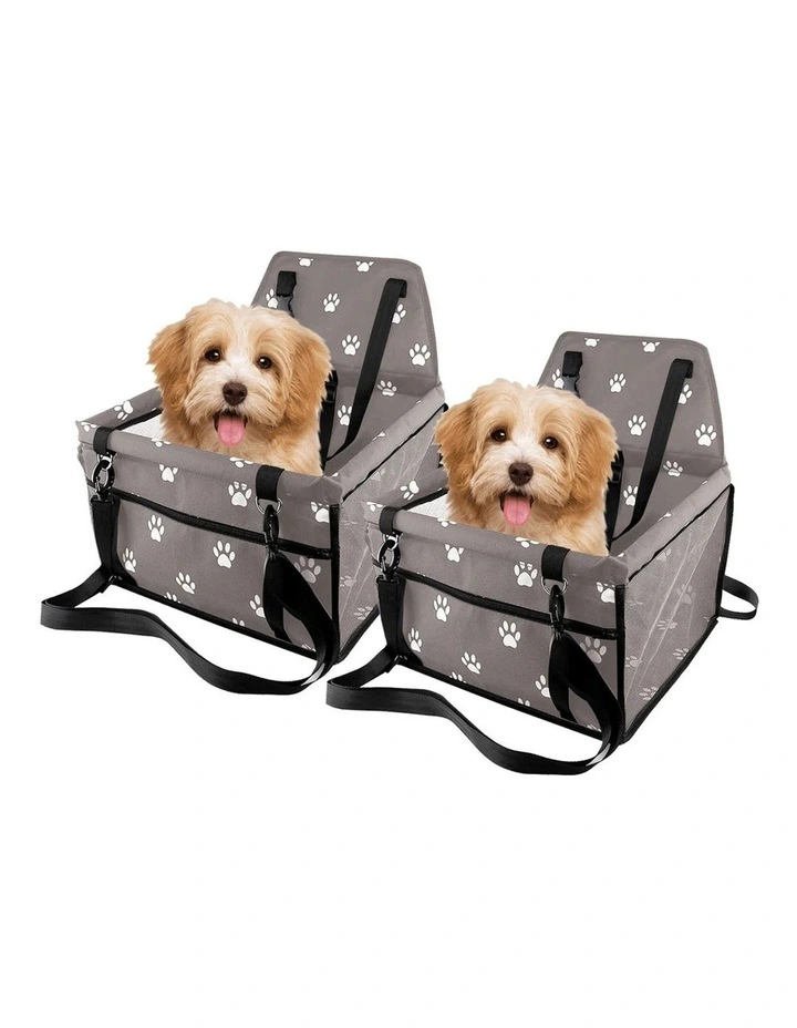 SOGA 2X Grey Waterproof Pet Booster Car Seat with Mesh Carrier image 1