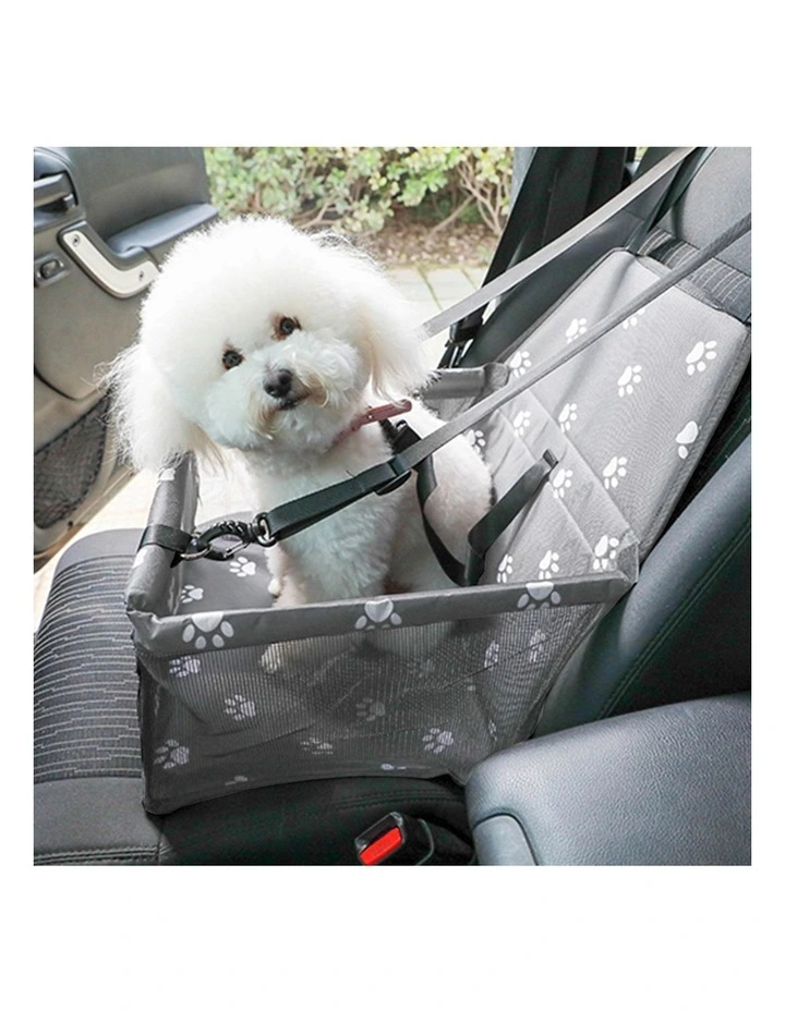 SOGA 2X Grey Waterproof Pet Booster Car Seat with Mesh Carrier image 6