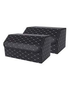 SOGA 2X Large Foldable Car Boot Storage Organisers Black Gold Stitch