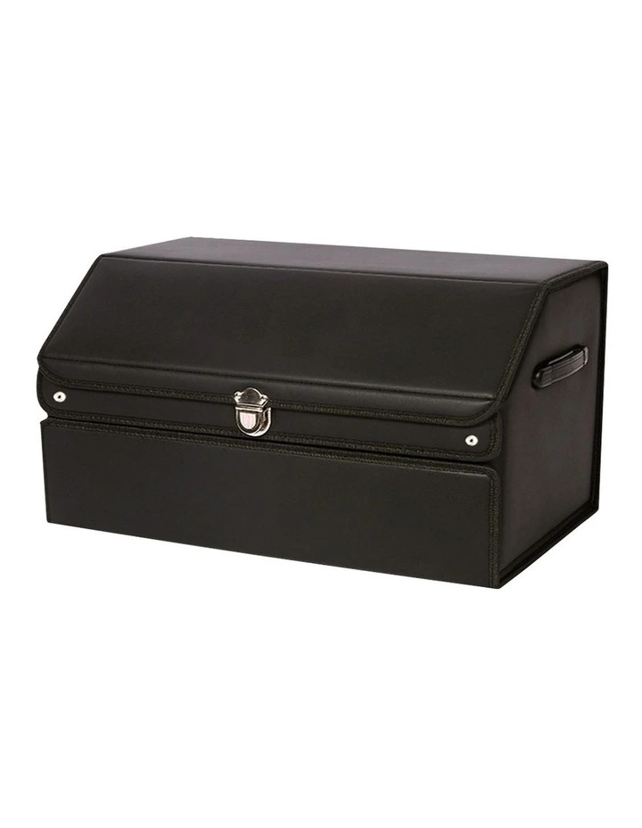 SOGA 60cm Foldable Car Boot Storage Organiser Black with Lock image 1