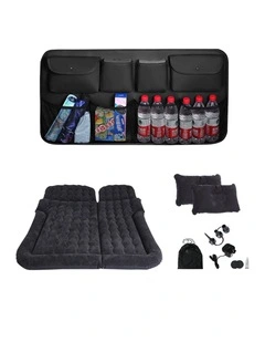 SOGA Car Bundle with Black Leather Back Seat Organizer & Inflatable Boot Mattress