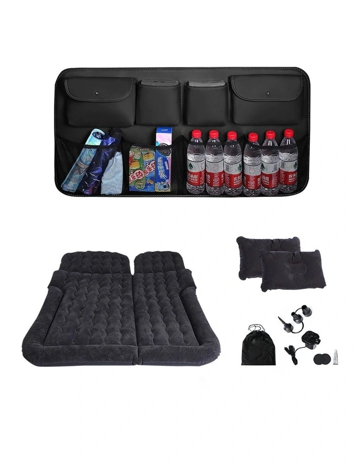 SOGA Car Bundle with Black Leather Back Seat Organizer & Inflatable Boot Mattress image 1