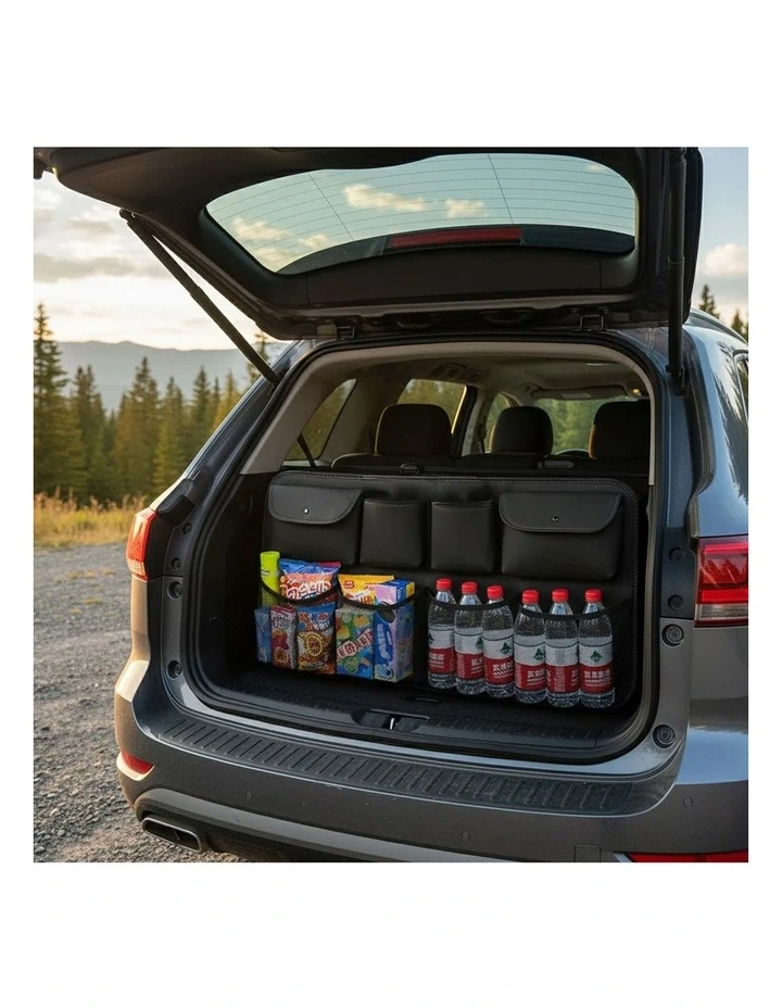 SOGA Car Bundle with Black Leather Back Seat Organizer & Inflatable Boot Mattress image 5